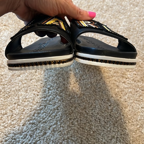 Karl Lagerfeld Jeslyn Patch logo slide sandal black rhinestone shoe size 9 - Picture 6 of 7